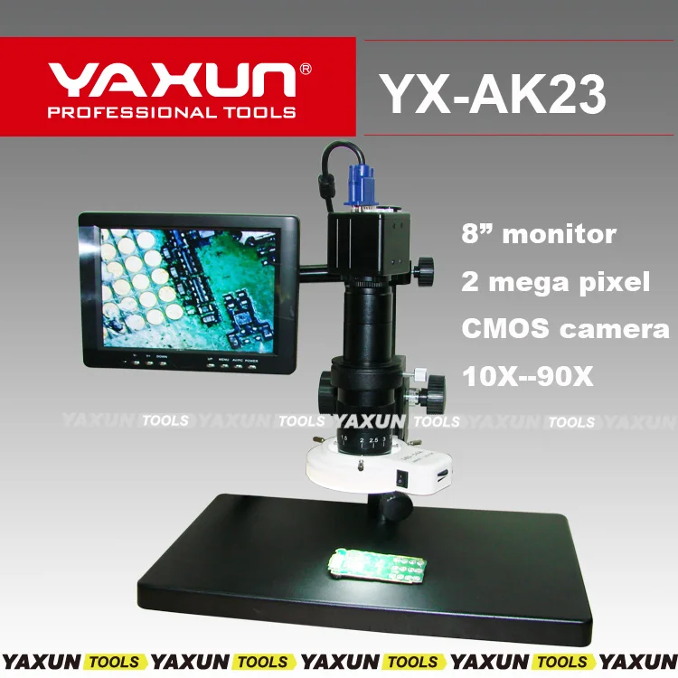 

YAXUN AK-23 digital microscope with 8" LCD monitor,2 mega pixel CMOS camera,VGA output,10X--90X continue zoom