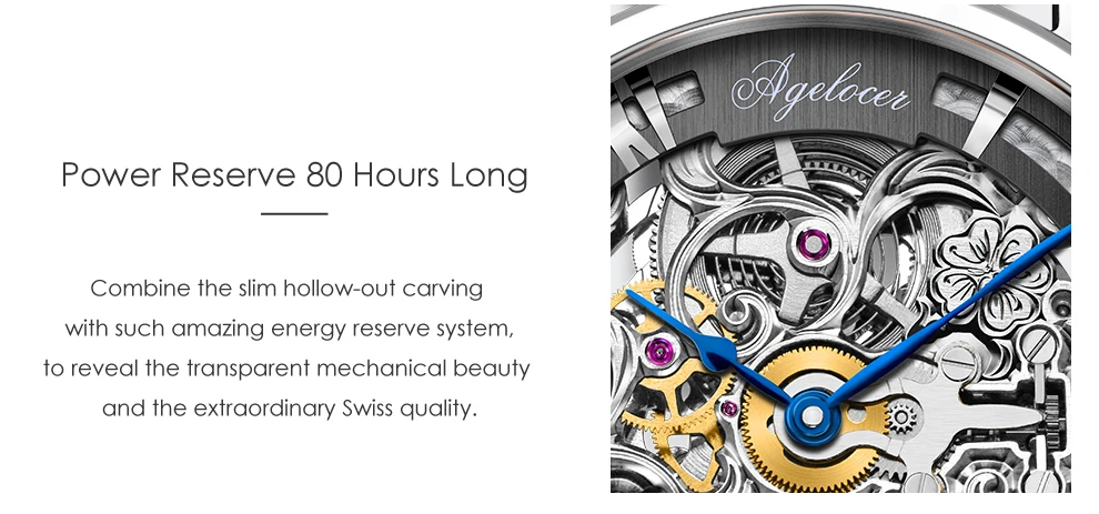 Agelocer черные роскошные часы со скелетом Мужские автоматические водонепроницаемые часы из нержавеющей стали кожаный ремешок повседневные