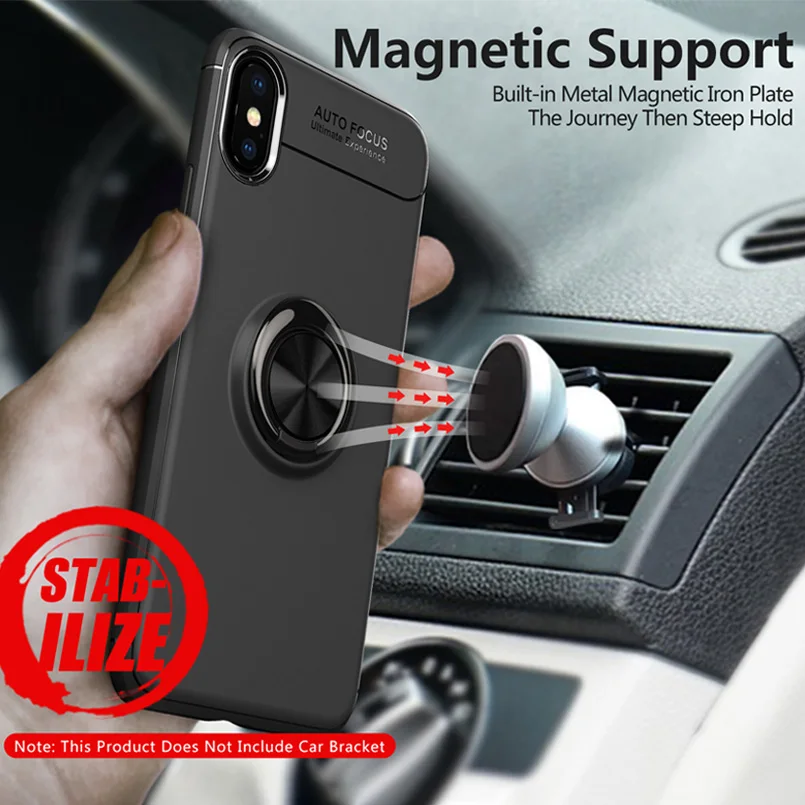 

Bracket Ring Holder Cases For iPhone 7 Plus Case Cover Silicone Magnetic Protective Car Stand Cover For iPhone X Xs Max 7 8