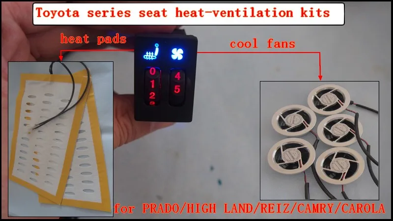 

car seat cool-heat kits for toyota PRADO,REIZ,CAMRY,HIGH LAND.CAROLA,car seat heat and ventilation kits