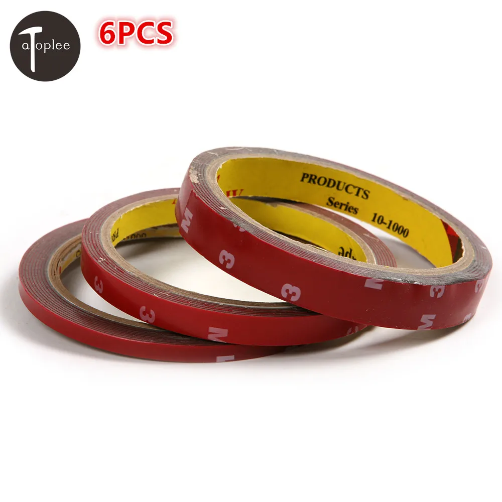 6PCS 6mm/10mm/15mm Auto Acrylic Foam Tape 3M Double Sided Attachment