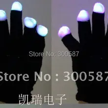 Режим 7 из светодиодов рейв гибкость палец освещение мигающие перчатки игрушка в подарок черный белый 1588