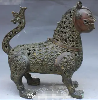 

12" Old Chinese Antique Bronze Cat Cats Shape Incense Burner Censer Incensory