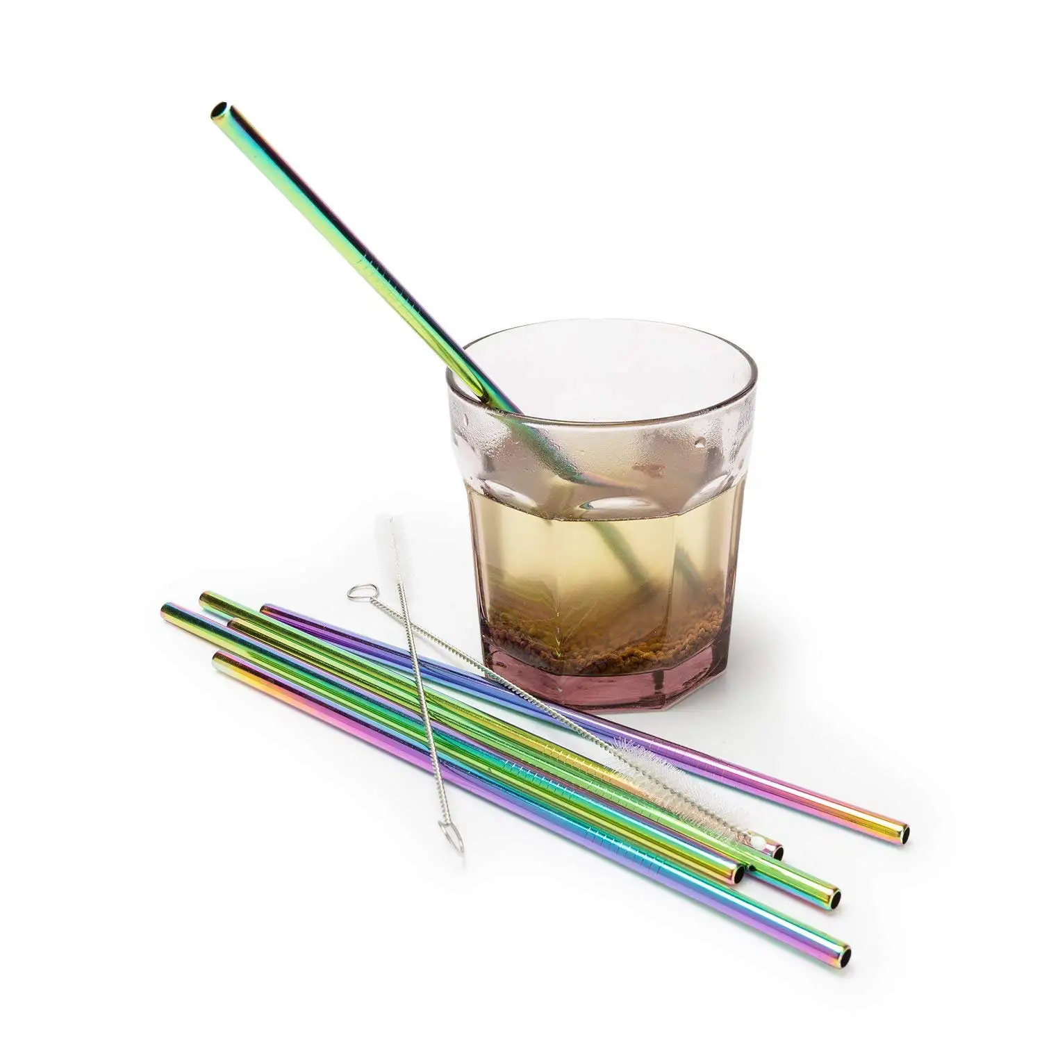 Соломинки из нержавеющей стали радужные цвета подходят 20 унций стакан, очень длинные Многоразовые Экологичные