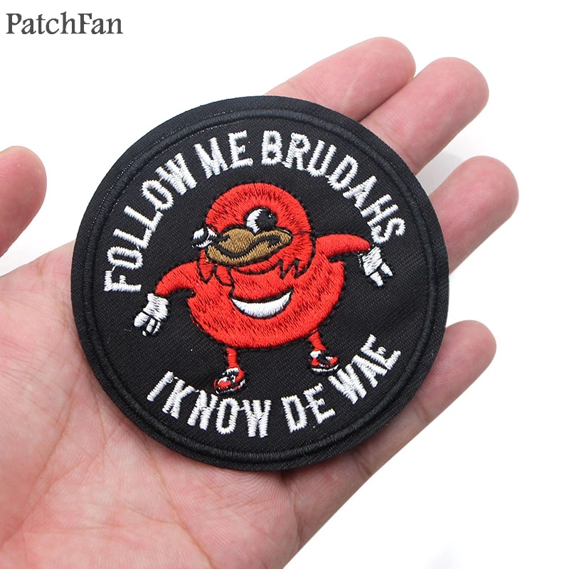 Patchfan Ugandan Knuckles Meme железные нашивки на одежду para diy вышитые значки для шитья аппликация Лоскутные наклейки A1190