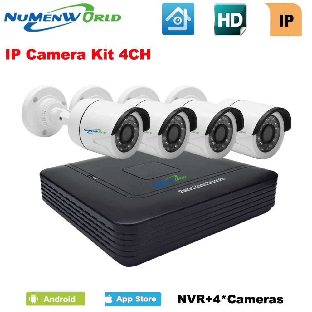 Комплект Numenworld HD NVR 4 канала 1080P сетевая видеозапись с шт. камера наружного