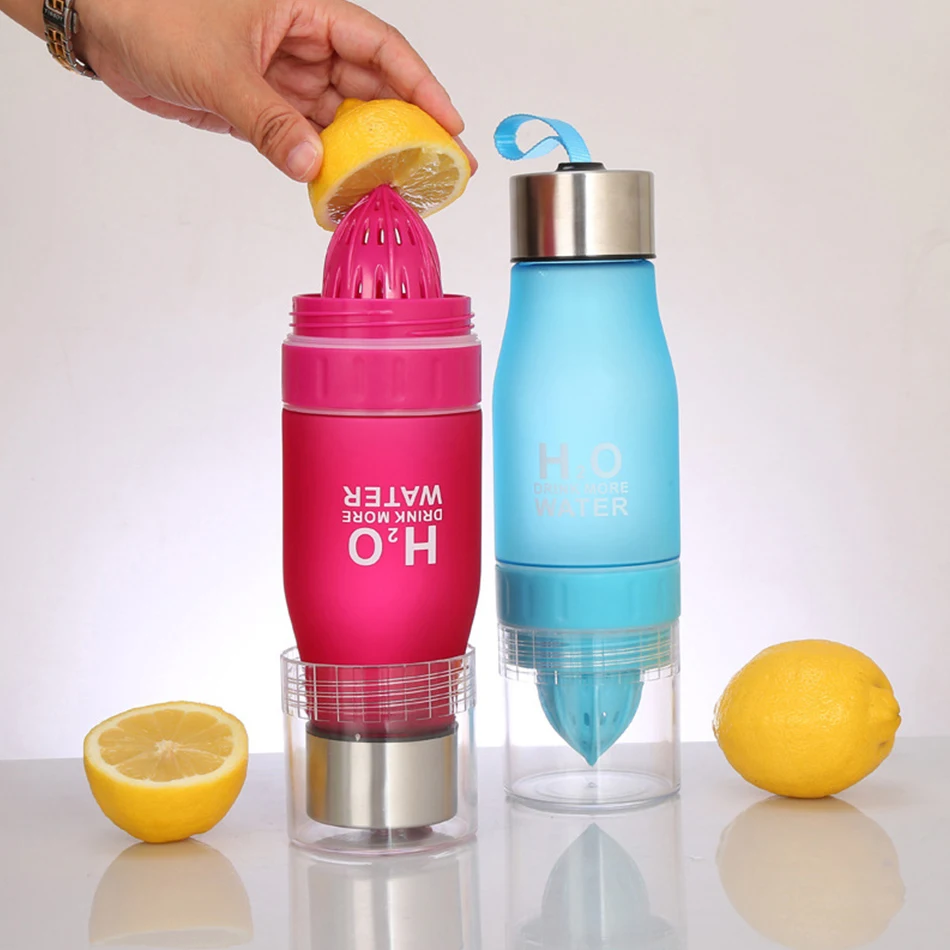 

VOGVIGO Gift 650ML H2O Lemon Juice Fruit Water Bottle Infuser Drinkware For Outdoor Portable Shaker Sports Bottle BPA Free