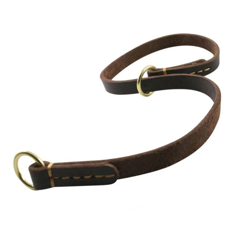 Handmade Brown Genuine Leather P Chain Collar Durable Choke Walking