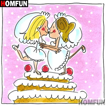 

HOMFUN Full Square/Round Drill 5D DIY Diamond Painting "Cartoon girl cake" 3D Embroidery Cross Stitch 5D Decor Gift A16826