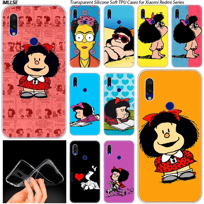 

Hot Mafalda Soft Silicone Case for Xiaomi Redmi K20 7 7A 5 5Plus 6 6A S2 Note 8 7 6 5 Pro Fashion Cover