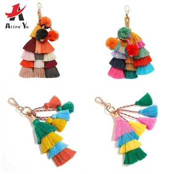 

Attra-Yo 2019 New Women Bohemian Bag Tassel Accessories Lady National Style Bag Ornament Folk-custom Pompom Multi-style Pendant