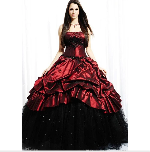 red and black gown for debut