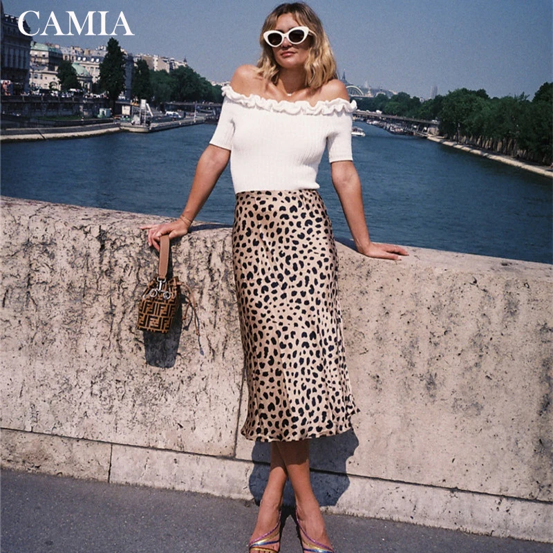 

100% silk leopard print skirt Wild Things 3/4 long non-slip Naomi Slip skirt CAMIA summer skirt
