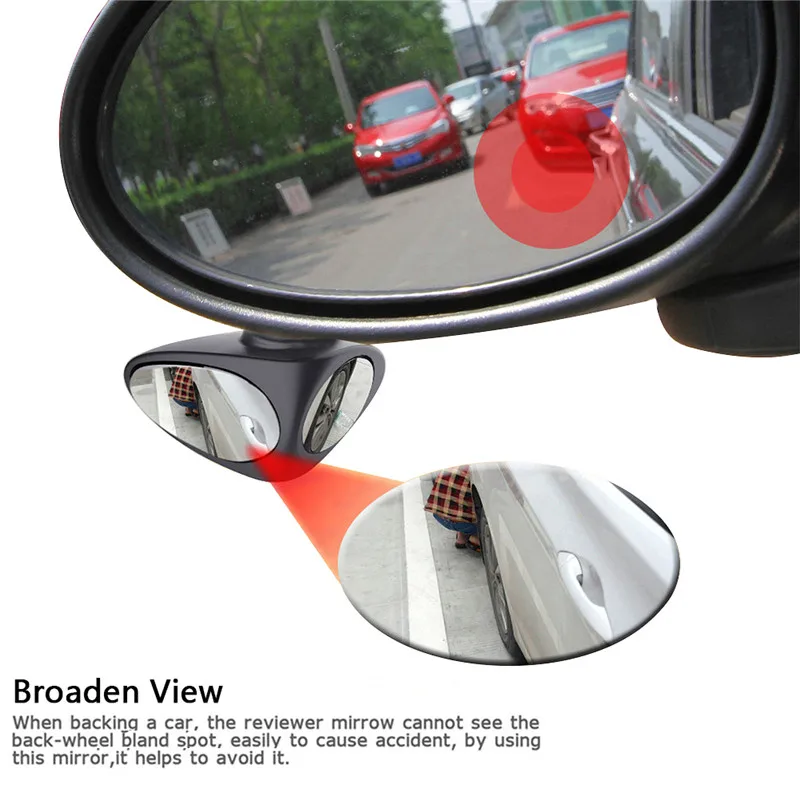 

2 in 1 360 Rotation Adjustable Convex Rear View Mirror Car Blind Spot Mirror Wide Angle Mirror Front Wheel Car mirror#292693