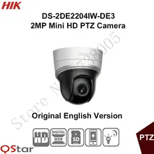 Em estoque Inglês Hikvision 2MP Mini-ptz DS-2DE2204IW-DE3 2MP IP PTZ Mini Câmera 2.8-12mm POE/Onvif/Cartão SD de 128G 30 m CCTV Camera