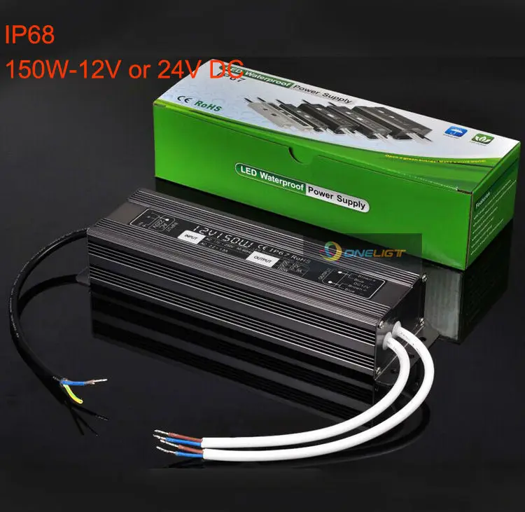 

DHL Free shipping (6pcs/lot) 150W 12V 12.5A/24V 6.25A LED Transformer For Led Strip Adapter Power Supply Waterproof IP68