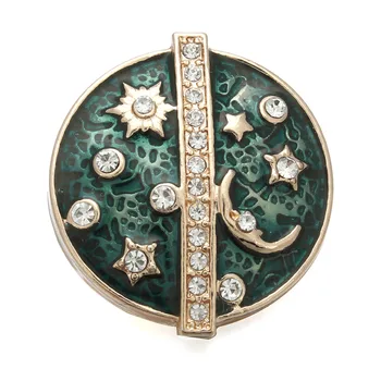 

10pcs/lot High Quality Sky Snap Jewelry Gold Sun Moon Stars Rhinestone Metal Snap Button fit 18mm Snap Buttons Bracelet Jewelry