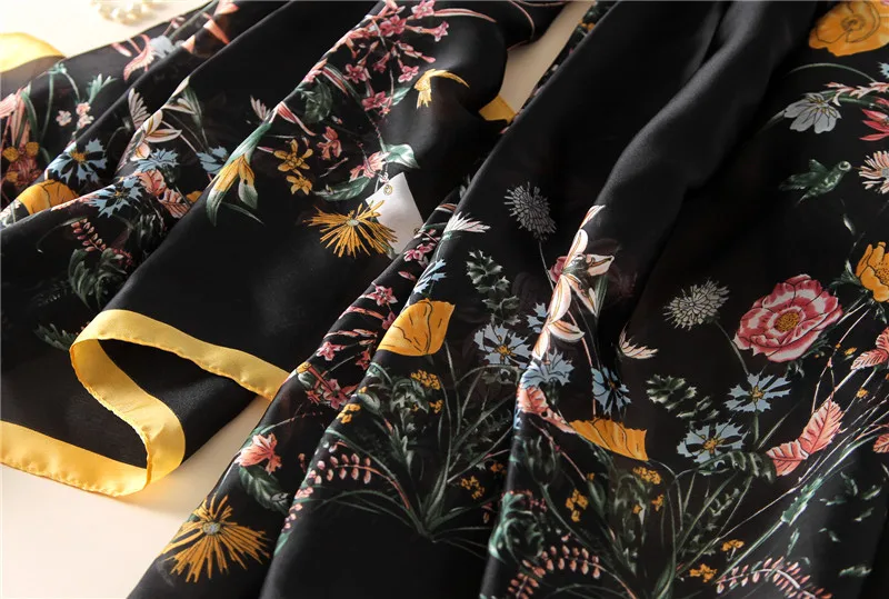 Модная бандана шелковый шарф Роскошные женские брендовые шарфы для женщин шаль Высокое качество цветочный принт хиджаб обертывание