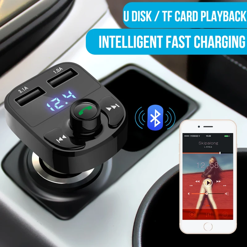 12 V-24 V 3.1A fm-передатчик Bluetooth автомобильный набор, свободные руки, MP3 автомобильный стерео с флеш-картой памяти TF Универсальный двойной usb-микрофон громкой связи Bluetooth гарнитура для умный музыкальный плеер