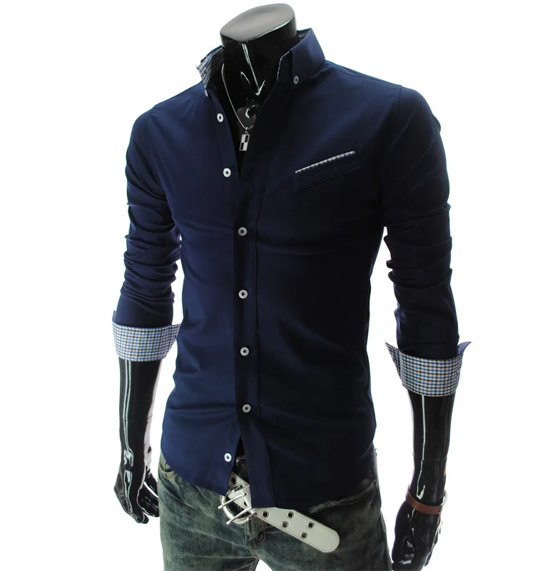 New Style Cool Men's Shirts Classic Male Slim Fashion Long sleeve Shirt