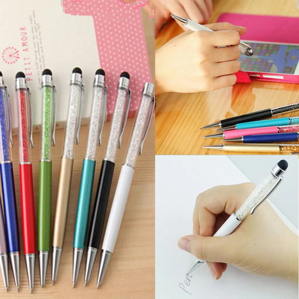 

Cute Kawaii Brand diamond Metal ballpoint Pen Touch Screen Crystal Ball pen for Ipad Iphone Office School Supplies Free Shipping