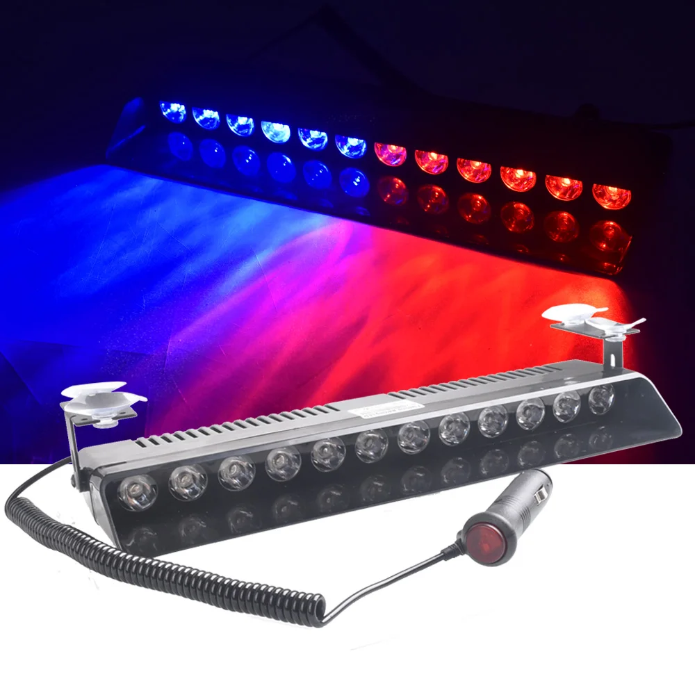 Koop Auto Led Licht S12 12LED Zuignap Strobe Politie Lichten DC12V Auto Voor En Achter Versnelling Waarschuwing Knipperlicht Schop licht