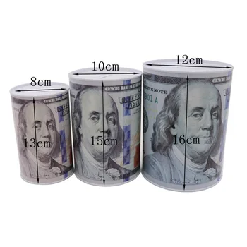 

High-quality creative dollar metal cylinder piggy bank Saving Money Box Home Decoration tin piggy bank children small gifts
