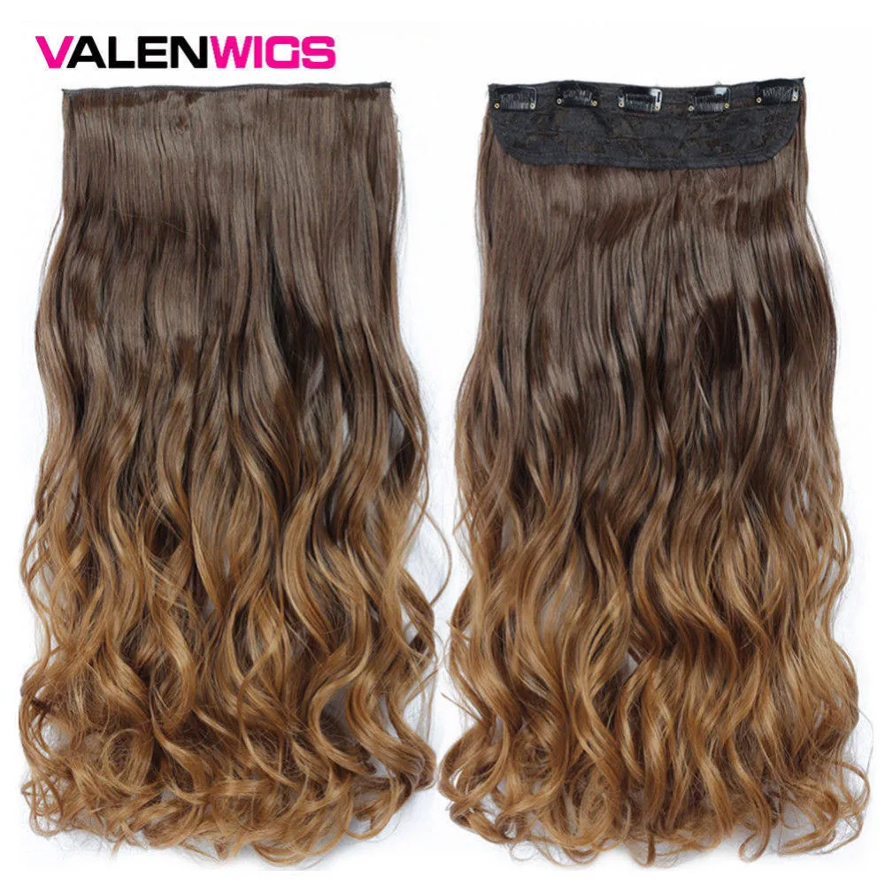 Valen Wigs Synthetic Hair Pieces Clip In One Piece Clip False Omber Hair Body Wavy Style 22\ Valen Wigs Synthetic Hair Pieces Clip In One Piece Clip False Omber Hair Body Wavy Style 22\