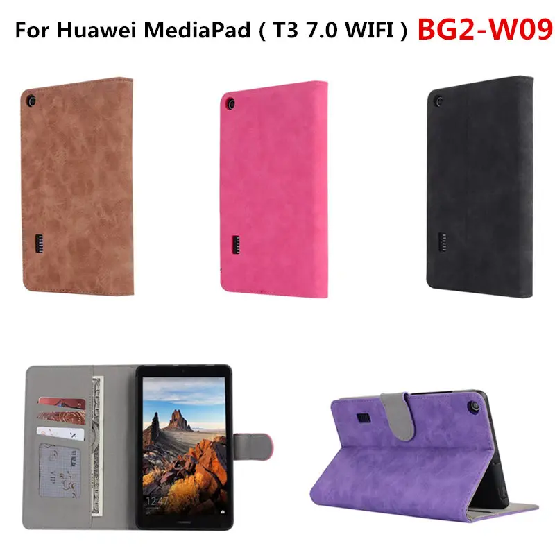 

For Honor Play Pad 2 7.0 inch Tablet PU Leather Wallet Cover case for Huawei MediaPad T3 7.0 BG2-W09 Wifi Version Stand Funda