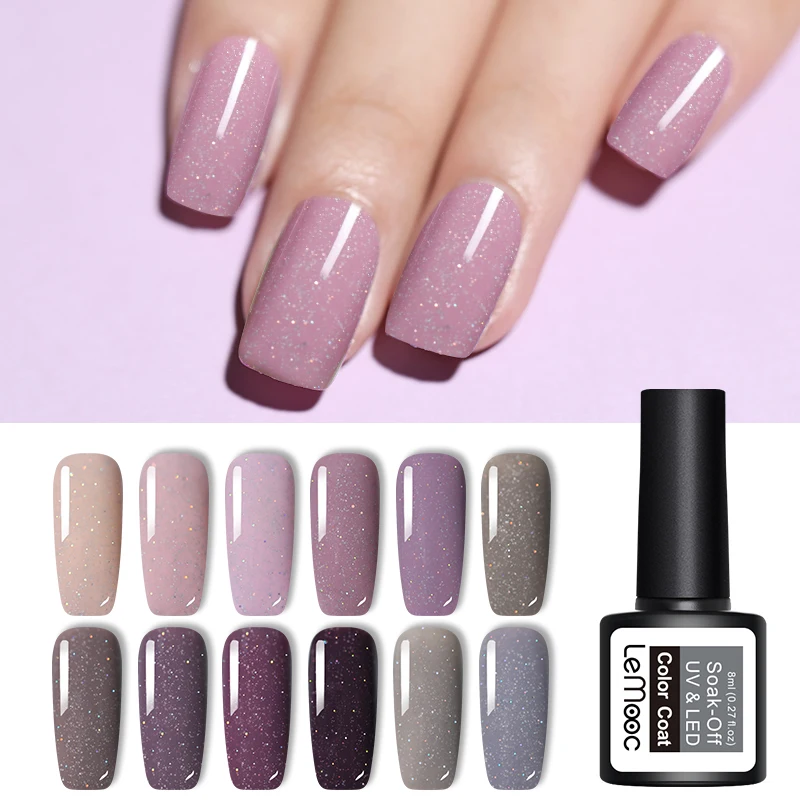 LEMOOC 8 ml UV Gel esmalte de uñas serie láser Holo brillo lentejuelas Gel de uñas UV Led remojo esmalte de uñas gel arte barniz