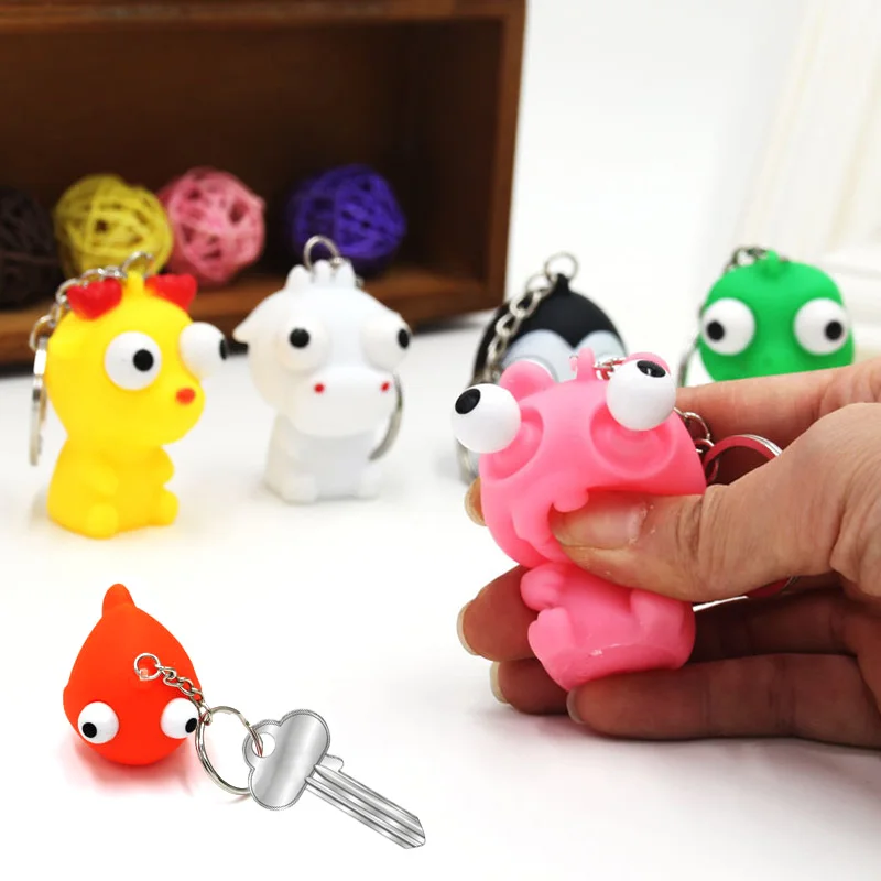 

Fashion 1Pc Random Color Funny Key Chain Release Extrusion Reduced Pressure And Eye-Bursting Toys Mobile Phone Hangings Gift