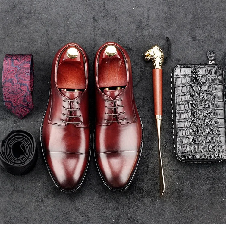 Мужские туфли в винтажном британском стиле из натуральной кожи; модельные туфли-оксфорды с круглым носком в стиле дерби; Свадебная Мужская обувь; GD30