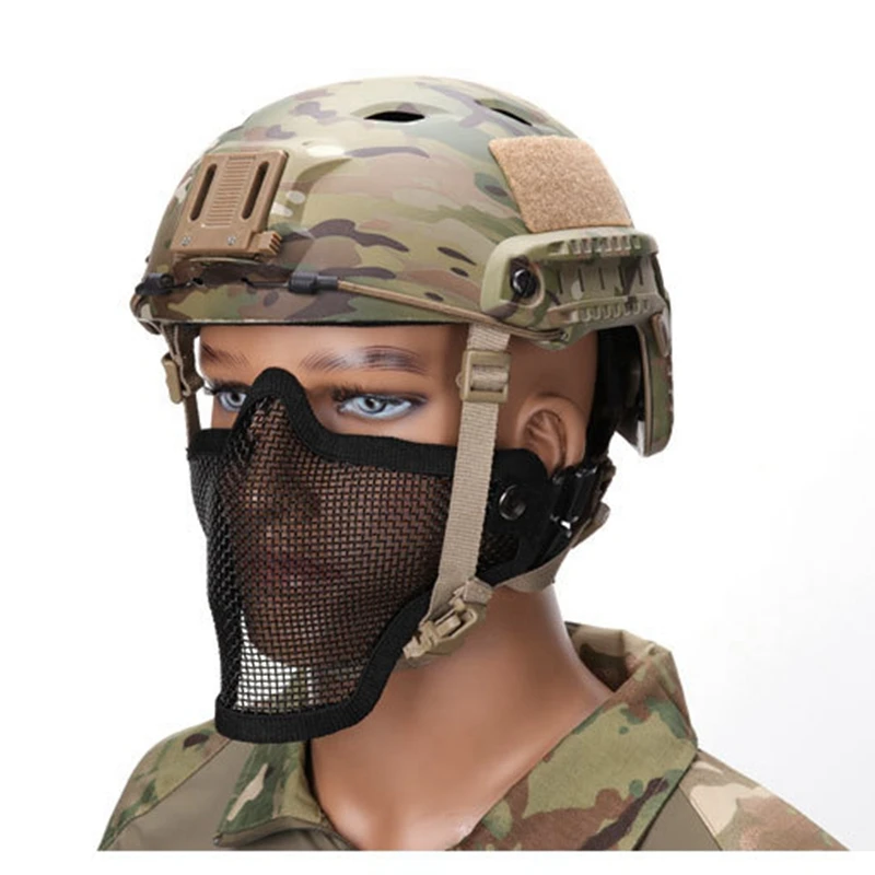 Простые защитные маски для страйкбола, регулируемая маска для лица с металлической сеткой, цвет черный, зеленый, загар