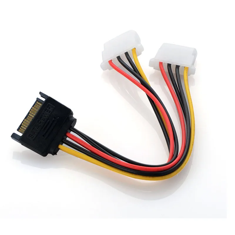15 Pin SATA Male to 2 Female 4 Molex IDE HDD силовой кабель жесткого диска|Компьютерные кабели и