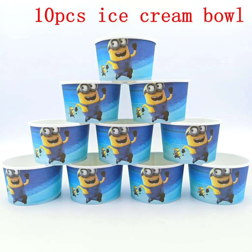 10PCS/lot MINIONS ICE CREAM CUPS KIDS BIRTHDAY PARTY SUPPLIES MINIONS HAPPY BIRTHDAY PARTY ICE CREAM BOWLS WHOLESALE ICE CUPS