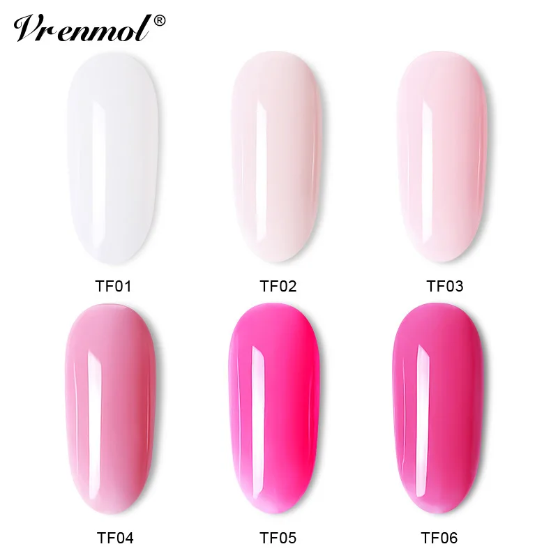 Vrenmol 6 ألوان الوردي سلسلة الفرنسية مانيكير مسمار البولندية جيل أظافر بالرسومات بالأشعة فوق البنفسجية ورنيش الهجين عارية السكر الدهانات الاك...