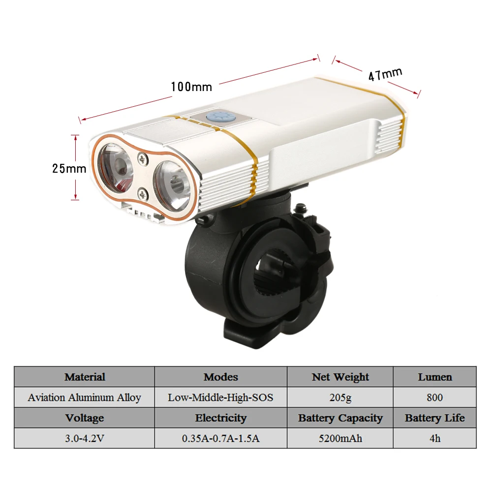 Top Super Bright Bicycle Light USB Rechargeable 800 LM Headlight Front Light Easy Installation Cycling Flashlight 8