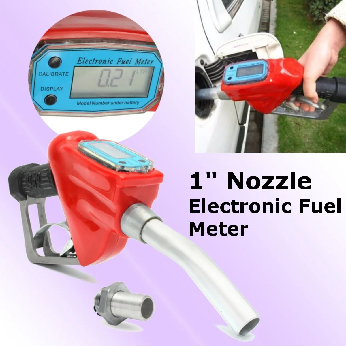 

1Inch Fuel Gasoline Diesel Petrol Delivery Flow Meter Nozzle Refill Dispenser