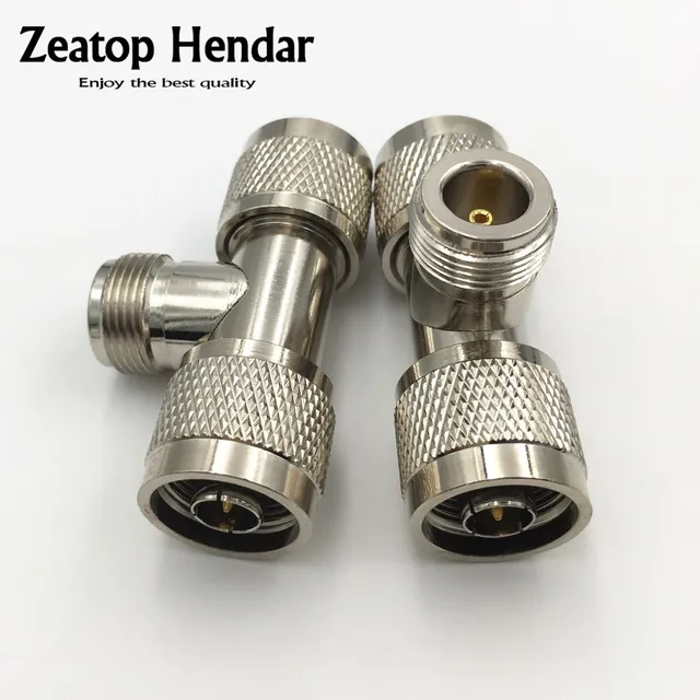 1Pcs Brass N Female Plug to 2 X N Male Jack 3 Way T Type Splitter RF Coax Adapter Connector High Quality