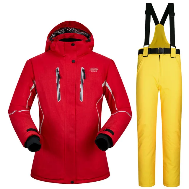 Высокое качество женский лыжный костюм водонепроницаемый ветрозащитный женский зимний жакет и брюки наборы с хлопковой подкладкой зимняя одежда для прогулок сноуборд - Цвет: 14