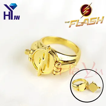 

Fashion Jewelry Ring Marvel Superhero The Flash Flashman Ring Can Open Cover Lightning Logo Gold Ring For Men Women Wedding Ring