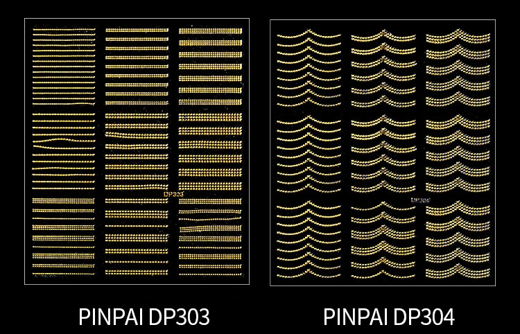 PinPai золотые металлические 3D наклейки для ногтей s полоски волнистая линия DIY наклейки для дизайна ногтей маникюр клейкая наклейка водная горка наклейки на Кончики ногтей