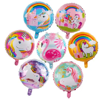 

KUAWANLE 100pcs/lot 45*45cm Cartoon Unicorn Balloon Rainbow Horse Foil Helium Balloons Birthday Party Supplies Decoration Globos