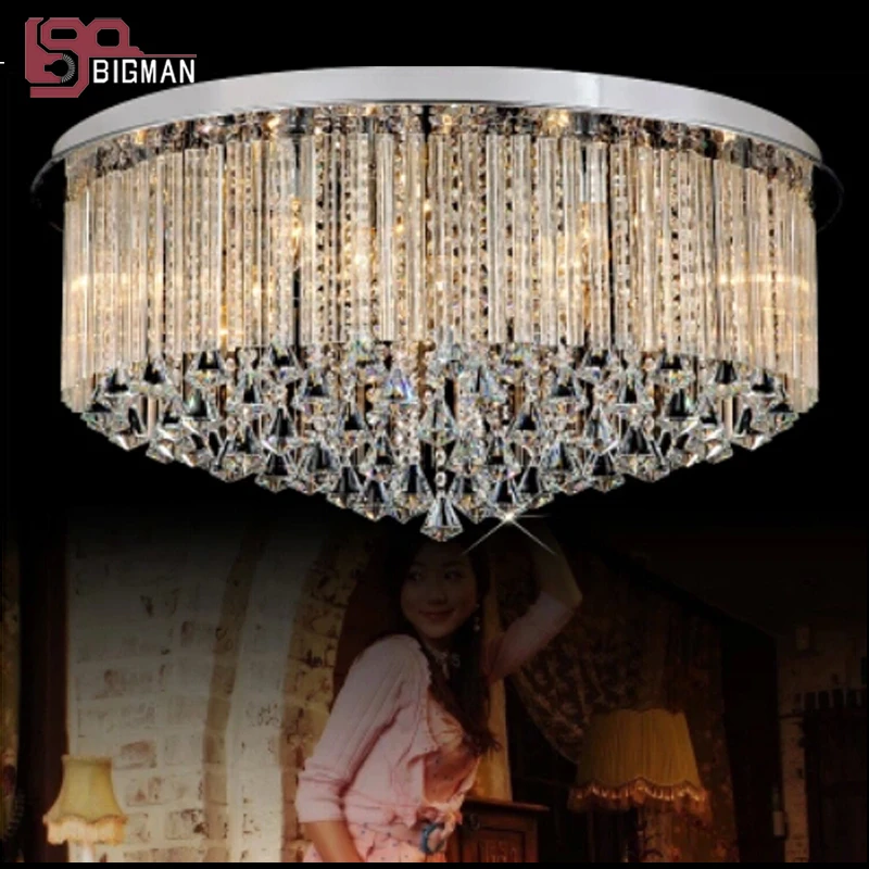 Hot Sales Round Crystal Ceiling Light Modern Lustres De Cristal