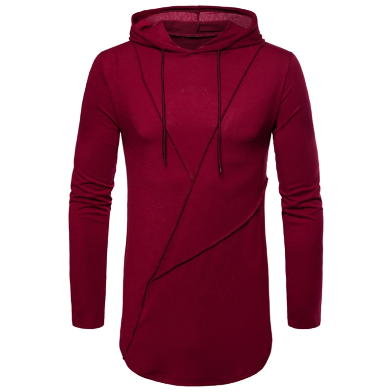 Spring Men's Long Section T Shirt Fashion Hooded Long