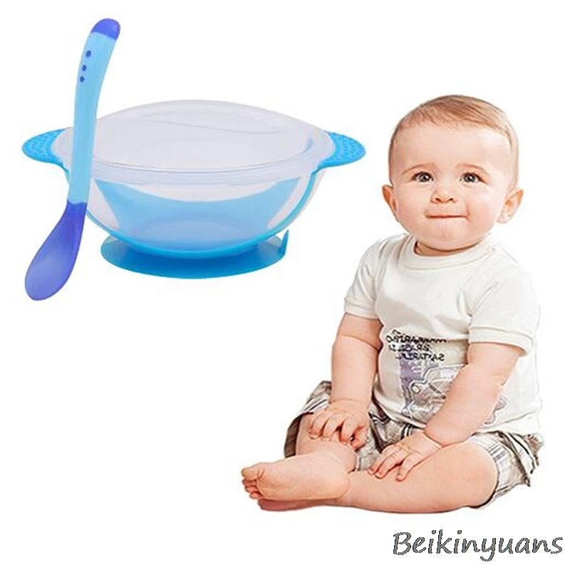 

Baby feeding tableware suction cup bowl temperature induction spoon children tableware baby food baby feeding dishes