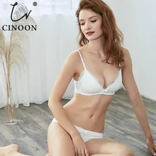 CINOON, кружевной бюстгальтер без косточек, сексуальный комплект с бюстгальтером, пуш-ап, нижнее белье, кружевной бюстгальтер с тонкими бретельками и трусики, наборы, без косточек, дышащее, удобное нижнее белье
