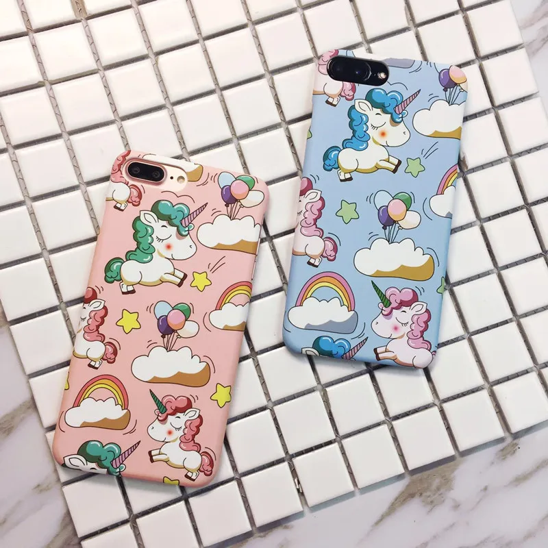 Cute Rainbow Unicorn Cases For iPhone 7 Fashion Matte Hard Back Cover