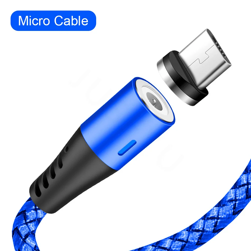 Blue For Micro 1 м/2 м Магнитный USB кабель для быстрой зарядки и передачи данных для iPhone X Xs Max XR магнитное зарядное устройство Micro usb type C кабель для samsung S10 - Цвет: Blue For Micro