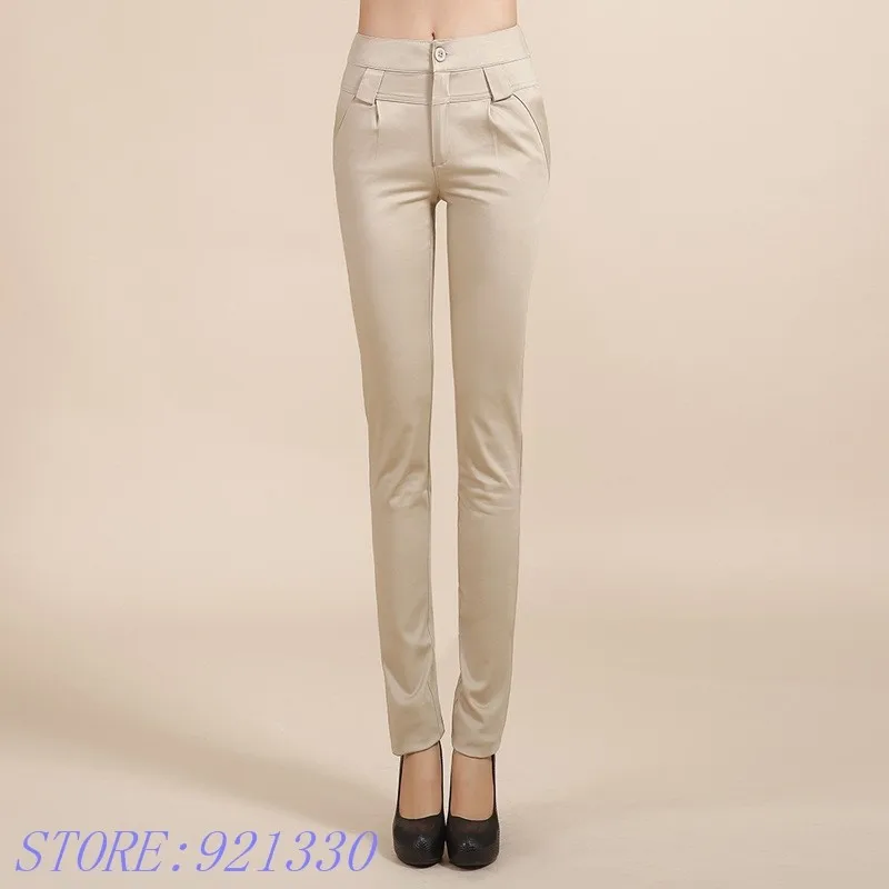 

Free Shipping New Arrival High Quality Women's Spring Full length Casual Trousers Mid High Waist Multicolor CottonLong Pants